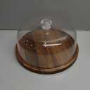 LiTY Cake Stand with Lid, Acacia Wood 12in Round Cake Holder, 2-in-1 Dessert Table Display Set & Charcuterie Board for Cheese, Chips & Dips, Nachos, Fruit Platter, Large Acrylic Cake Dome Cover