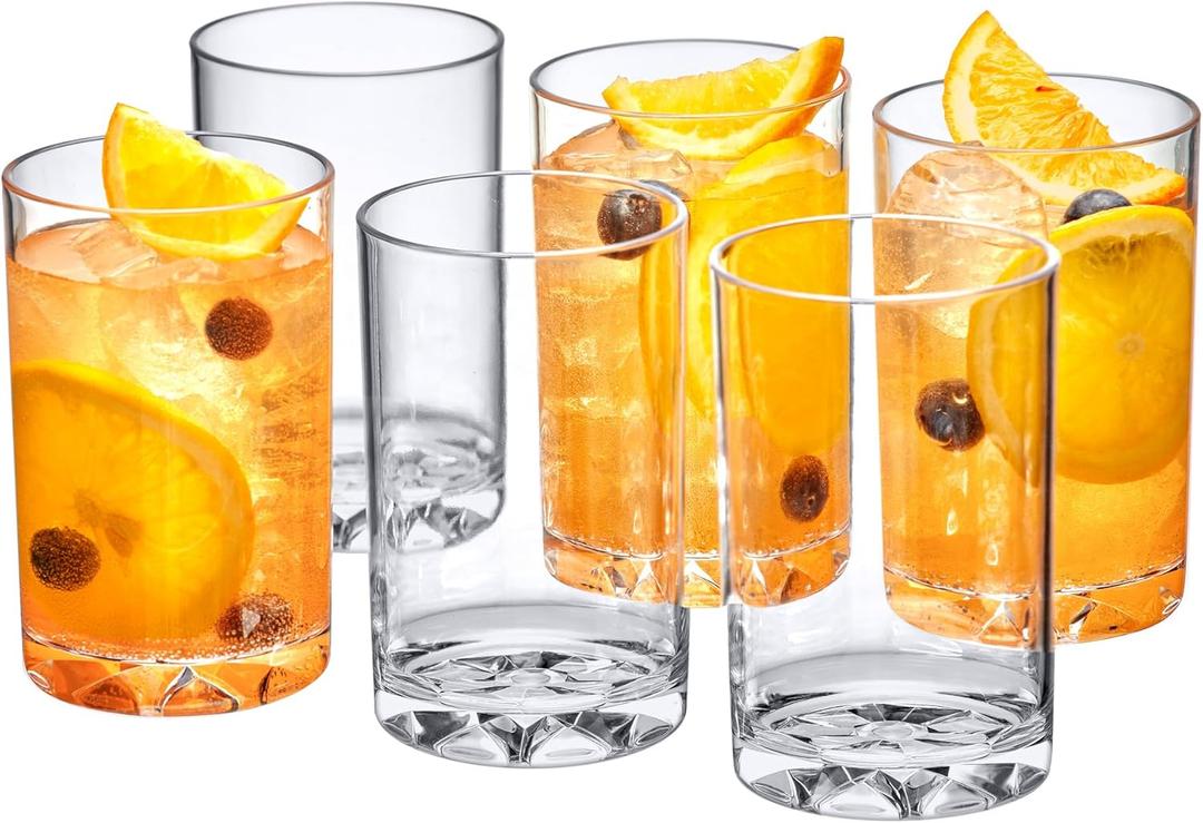 Amazing Abby - Liberty - 8-Ounce Plastic Tumblers (Set of 6), Drinking Glasses, Reusable Cups, BPA-Free, Shatter-Proof, Dishwasher-Safe (Made of Acrylic, NOT Glass)