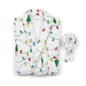 TIKITIDES Women Fleece Fruit Print Robe Cute Robes for Women Spring Summer Lightweight Bathrobe Soft Flannel Gown with Belt L