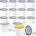 16 Pcs 4 oz Enamel Camping Coffee Mugs Mini Metal Mug with Handle Small White Enamel Mug Vintage Round Tea Cup Portable Drinking Cups for Outdoor Indoor Picnic Travel Camping Holiday Gifts