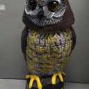 Solar Powered Owl with Motion Detection, Silent Mode, Flashing Eyes, Rotatable Head and Realistic Hoots, Plastic Owl Decoration for Home, Garden, Patio and Fence