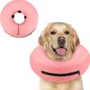 Supet Inflatable Dog Cone Collar Alternative After Surgery, Dog Neck Donut Collar Recovery E Collar to Stop Licking, Soft Dog Cone for Medium Large Dogs (XL(Neck 14"-18"), Solid Pink)