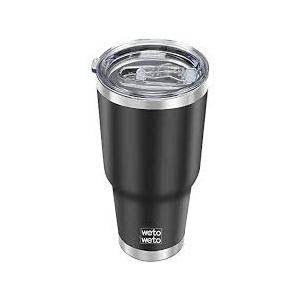 WETOWETO 30oz Tumbler, Stainless Steel Vacuum Insulated Water Coffee Tumbler Cup, Double Wall Powder Coated Spill-Proof Travel Mug Thermal Cup for Home Outdoor (Black, 1 Pack)
