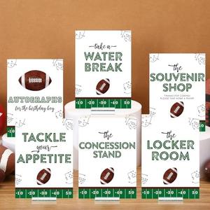 Novabright 6 Pcs Football Birthday Signs Football First Year Down Birthday Party Decorations Acrylic 5 x 7" Foot Ball Table Centerpieces Take One Signs Concession Stand Sign for Sports Fans Game Day