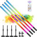 4Pack 5000mAh Battery Powered 4ft RGB led Tube dj Light bar with Stand Colored Video Stick Lights for 360 Photo Booth Studio Dance Club Party Wedding Events Stage Lighting