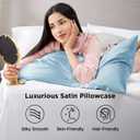 Bedsure Satin Pillowcases, Similar to Silk Pillow Cases Queen Size Set of 2, Pillow Case for Sleeping Women with Envelope Closure, Gifts for Women Men, Aqua, 20x30 Inches, 2pcs