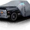 Chevy C10 Truck Cover Custom Fit 1960-1995 Regular/Extended/Crew Cab LB(6.4'-8.5') with Door Zipper, 10 Layer Pickup Truck Cover Waterproof All Weather, Car Tarp for Wind Dust Sun etc Protection.