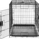 Amazon Basics Portable, Easy to Assemble, Foldable Metal Wire Dog Crate with Removable Tray, Double Door, Divider Panel, Handle, 36" x 23" x 25", Black