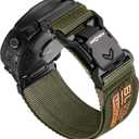 Bandletic Compatible with Garmin Fenix 6X Pro Band - 26mm Quick Fit Rugged Strap with Magnetic Fidlock V-Buckle for Fenix 8 51mm/7X/7X Pro/6X/5X/5X Plus/3 HR/Tactix/Enduro/Instinct 2X/Quatix 3 6X 7X (Army Green)