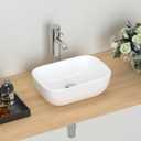 J-FAMILY 14.5'' x 10'' Bathroom Small Vessel Sink Above Counter White Porcelain Ceramic Sink Bowl Small Vanity Sink Lavatory Wash Basin