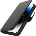 Zouzt for iPhone 14 Pro 6.1" Genuine Leather Wallet Case with Card Holder, for MagSafe Magnetic Wireless Charging, Flip Folio Book Kickstand Shockproof Cover Women Men for iPhone 14 Pro - Black