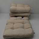 19x19 Outdoor Chair Cushions Set of 4, Tufted Wicker Patio Furniture Cushions, Thick Outdoor Seat Cushions for Lawn Chairs, Overstuffed and Water Resistant, Beige