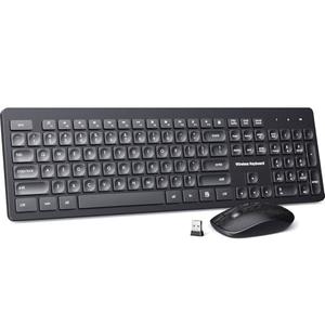 Wireless Keyboard and Mouse Comb, VEILZOR 2.4G Ultra-Slim USB Keyboard Mouse Set, Water-Dropping Keycaps, 12 Shortcuts, Wireless Keyboard for PC Laptop Windows XP/7/8/10, Vista, Mac, Black
