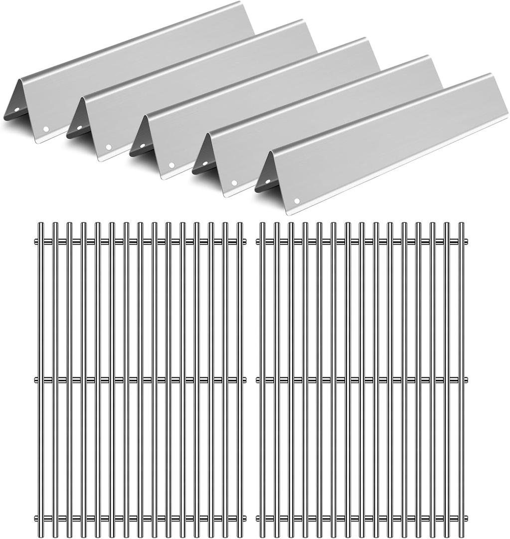 Kalomo 9MM Grill Grates Gas Parts for Weber Spirit 2 Grill E-310, S-310,GS4 Spirit II 300 E-320 S-320, 7636 7638 7639 16GA Flavorizer Bars Stainless Steel Grids BBQ Grill Replacement Parts Accessories