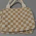 Corduroy Lunch Bag for Women Men Cute Lunch Tote Bags Reusable Insulated Lunch Box Large Capacity Reusable Insulated Cooler for Work/Picnic/Travel (Corduroy Checkered Brown)