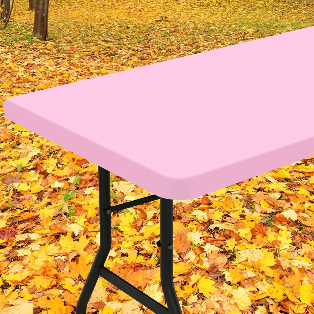 Smiry Rectangle Tablecloth, Elastic Fitted Flannel Backed Vinyl Tablecloths for 4ft Folding Tables, Waterproof Wipeable Table Covers for Indoor, Outdoor, Picnic and Camping (Pink, 24"x48") Smiry Rectangle Tablecloth, Elastic Fitted Flannel Backed Vinyl Tablecloths for 4ft Folding Tables, Waterproof Wipeable Table Covers for Indoor, Outdoor, Picnic and Camping (Pink, 24"x48")