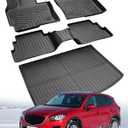 All Weather Car Floor Mats for Mazda CX5: 2013 2014 2015 2016 (1st Gen), Automotive Cargo Liner Full Set Accessory, Cutsom Fit for Mazda CX-5 SUV Tray Carpet Black Rubber Accessories Trunk Mat