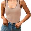 Imily Bela Womens Rib Knitted Tank Tops Crew Neck Summer Tops Sleeveless Going Out Camis Casual Loose Fit 2025 (X-Large, Khaki)