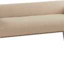 Madison Park Accent Bench, Upholstered with Nailhead Trim, & Padded Seat Entryway Bench Small, End of Bed Bench with Back, 49.5" W x 19.25" D x 23" H, Tan