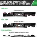3 Pack Mulching Mower Blades Set for Craftsman/Cub Cadet/MTD/Troy-Bilt/Mustang 54IN Mower, Replaces Blade CMXGZAM110205 742P05086-X 742-05530-X, 742-05086-X, 490-110-Y/C205, C-BLD-0510, 810-CBL2722D