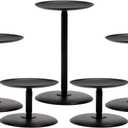 Homemory Fall Candle Holders for Pillar Candles Set of 5, Christmas Decorative Metal Candle Stands Pillar Holder Decor (Black)