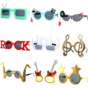 9 Pack Rock Music Funny Sunglasses Decor 80s 90s Retro Music Party Supplies Radio Star Retro Rock Glasses Photo Props Radio Star Party Novelty Glasses for Kids Adults Photo Props Hip Hop Theme Favors