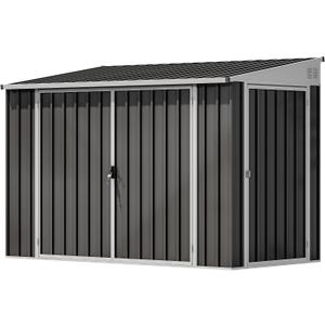DWVO 7x4 FT Outdoor Weatherproof Storage Shed, Secure Metal Bike Shed w/Lockable Entry, Garden Storage Solution for Lawn Equipment, Tools, Waste Bin, Dark Gray