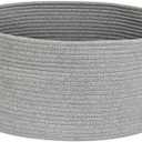 MEGASKET Gray Storage Basket, 17"x12"x8" Woven Cotton Rope Storage Bin, Wicker Kids Dog Toy Box, Baskets for Gifts Empty, Bathroom Towel Organizer, Blanket Holder, Baby Nursery Shelf Closet Bin