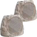 Outdoor Speakers With Lights Show Bluetooth Speakers Waterproof Patio TWS Connection Outdoor Bluetooth Speakers Wireless Solar Powered and Rechargeable Rock Speakers for Patio Pool 2Packs(Stone)