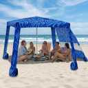 AMMSUN Portable Beach Cabana, 8'8' Beach Canopy, Easy Set up and Take Down | Foldable Beach Tent, Aluminum Structure, Family-Sized Shade, Wind-Resistant UPF50+ Fabric, Sandbag Anchors, Privacy Side Wall