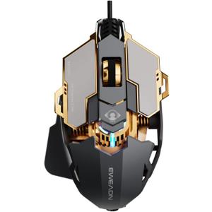 EWEADN G5 Wired Gaming Mouse, Ergonomic RGB Computer Mouse, 12800 Adjustable DPI, 9 Programmable Macro Buttons with Rapid Fire Key Compatible for PC/Laptop/Windows-Grey