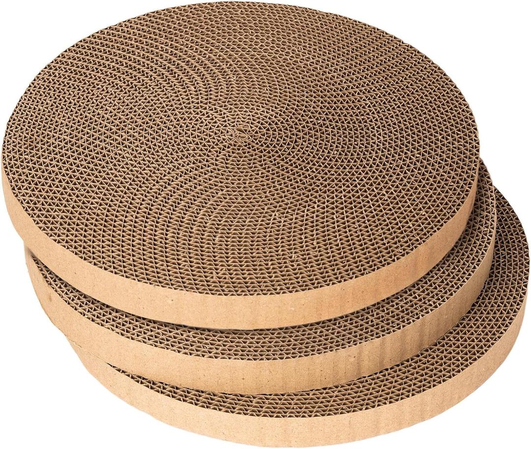 Round cat Scratcher Refill, 10 inch Diameter, 7/8 inch Thickness Scratcher Replacement Pads, Scratching Board Circle, Scratch pad, scratchers for Indoor Cats (3pcs)