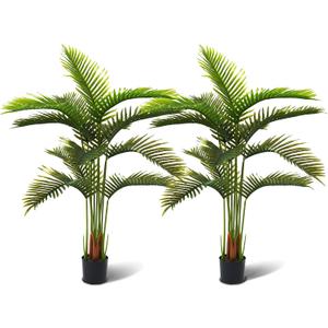 5FT Artificial Palm Tree with Planter Pot, Faux Floor Plants for Living Room Decor, Decoration for Artificial Plant Indoor, Indoor and Outdoor Fake Plants for Home Bedroom Kitchen Decor