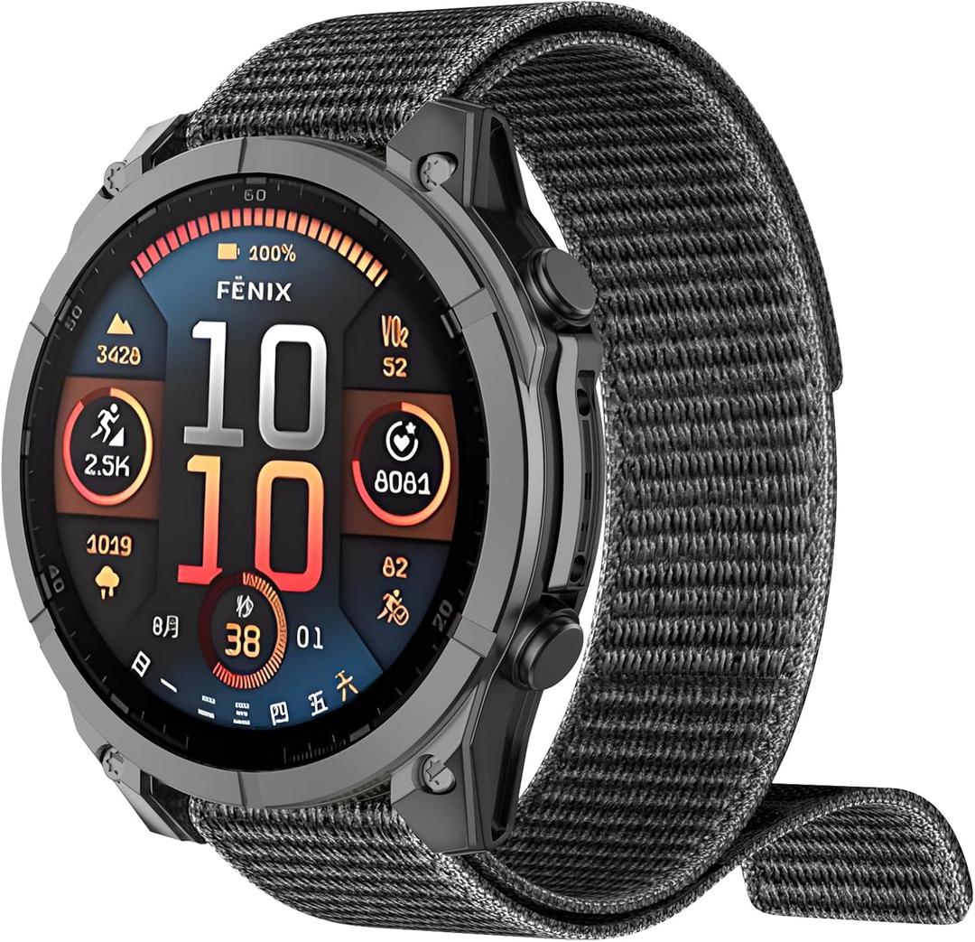 5 x OVERSTEP Quick Dry Watch Band Compatible with Fenix 8 47mm/Fenix 7/Fenix 6/Fenix 5, 22mm Loop Woven Nylon Sports Strap for Garmin Epix Pro 47mm/Instinct 2/Forerunner 965(Gray)