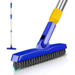 ITTAR Grout Brush with Long Adjustable Handle, Swivel Scrub Brush, V-Shape Grout Line Scrubber with Stiff Bristle for Deep Cleaning Tile Grout, Shower, Kitchen, Hard-to-Reach Corners