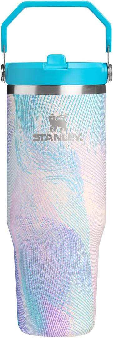 STANLEY IceFlow 2.0 Flip Straw Tumbler with Handle 30 oz | Twist On Lid and Flip Up Straw | Leakproof Water Bottle | Insulated Stainless Steel | BPA-Free | Sea Glass Plume