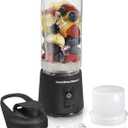 Hamilton Beach Mini Cordless Portable Personal Blender for Shakes and Smoothies, USB Rechargeable, 16 oz. Jar with Leakproof Travel Lid, 6 Stainless Steel Blades, Black (51180)