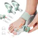 2 PCS Bunion Corrector for Women Big Toe, Adjustable Brace with Knob & Angled Plates for Hallux Valgus Relief & Toe Alignment, Medium Strap (Green)