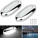 RVZONE 4.6in 54LED Underwater Lights for Boat IP68 Waterproof Marine Led Lighting 1800LM 316 Stainless Steel Boat Led Lights for Transom Pool Courtesy Deck Interior Lighting