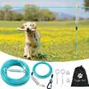 Snagle Paw Dog Runner for Yard,Heavy Duty Trolley System for Large Dogs,Dog Tie Out Run Cable, Zip line 100ft with 10ft Pulley Runner Line for Dogs Up to 250lbs for Yard or Camping