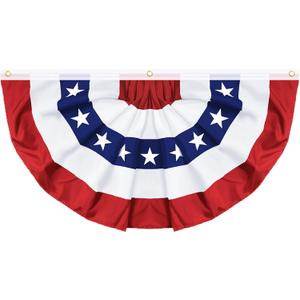 1 Pack 3x6 FT USA Pleated Fan Flag, American Bunting Flag Patriotic Half Fan Banner 4th of July Decorations Outdoor Memorial Day Decor Fourth July Independence Day Outside Red White and Blue Decor