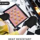 Qulable 1 Pair Short Oven Mitts - Silicone Kitchen Oven Gloves High Heat Resistant 500, Mini Oven Mits with Non-Slip Grip Surfaces and Hanging Loop for BBQ, Baking, Cooking and Grilling (Black), 2 pack