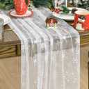 Artoid Mode Silver Snowflakes Christmas Gauze Table Runner 120 Inch 10FT, Seasonal Stars SheerWinter Kitchen Dining Holiday Wedding Table Decor for Home Party (28" x 120")