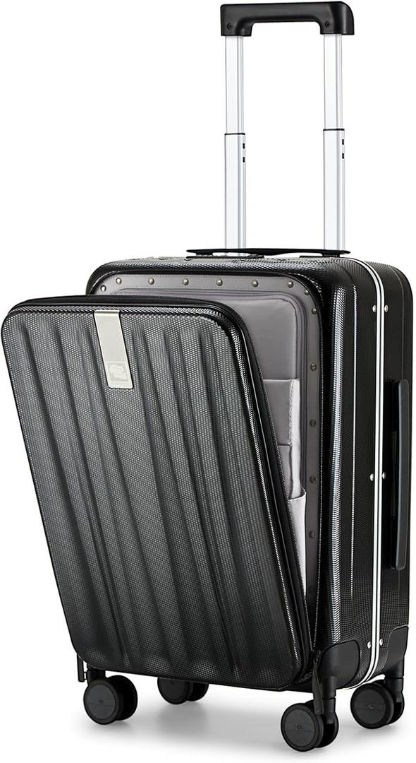 Hanke 20 Inch Carry On Luggage Hard Shell Suitcases with Wheels Luggage Suitcase Travel Luggage for Women Men Rolling Luggage Bags for Business Trip Weekender-Black