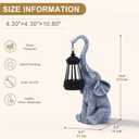 Garden Statues Elephant with Solar Lantern Outdoor Figurines Decorations for Patio Yard Lawn Ornaments Gifts for Birthday Mom Housewarming(Gray)