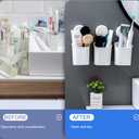 LEVERLOC Powerful Suction Toothbrush Holder, Removable Drill-Free Wall Shower Holder for Toothbrush, Toothpaste, Razor, Self-draining Suction Cup in Shower, Kitchen Tableware Organizer, White, 2 Pack