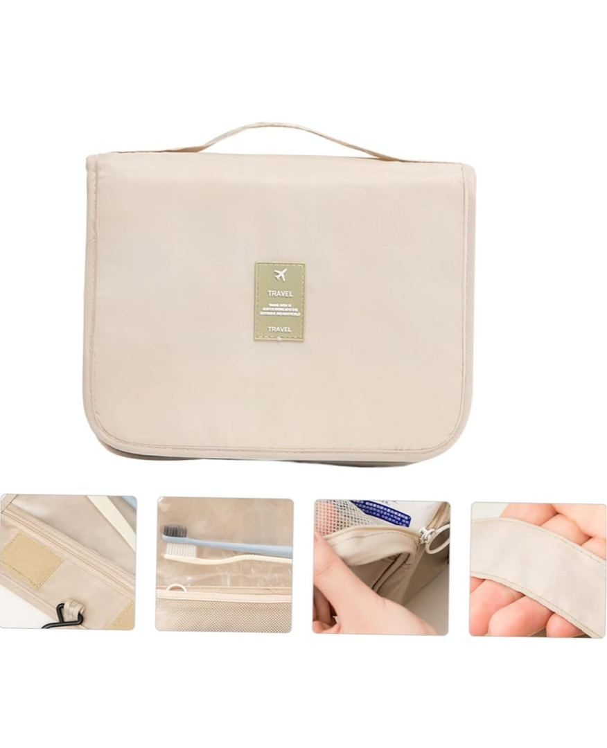 Travel Cosmetic Bag Beige 2 Pack