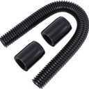 BLACKHORSE-RACING 24" Flexible Stainless Steel Upper or Lower Radiator Hose Kit & Black Caps V8 Universal