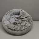 JOEJOY Small Dog Bed Cat Bed with Hooded Blanket, Cozy Cuddler Luxury Puppy Pet Bed, Donut Round Calming Anti-Anxiety Dog Burrow Cave Bed - Anti-Slip Bottom and Machine Washable 23 inch (Grey)