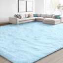 EVOIONOS 6x9 Washable Large Area Rug for Living Room, Fluffy Shag Rug for Bedroom, Ultra Soft Plush Non Slip Carpet Indoor Floor Bedside Nursery Kids Girls Room Dorm, Home Decor Aesthetic, Light Blue
